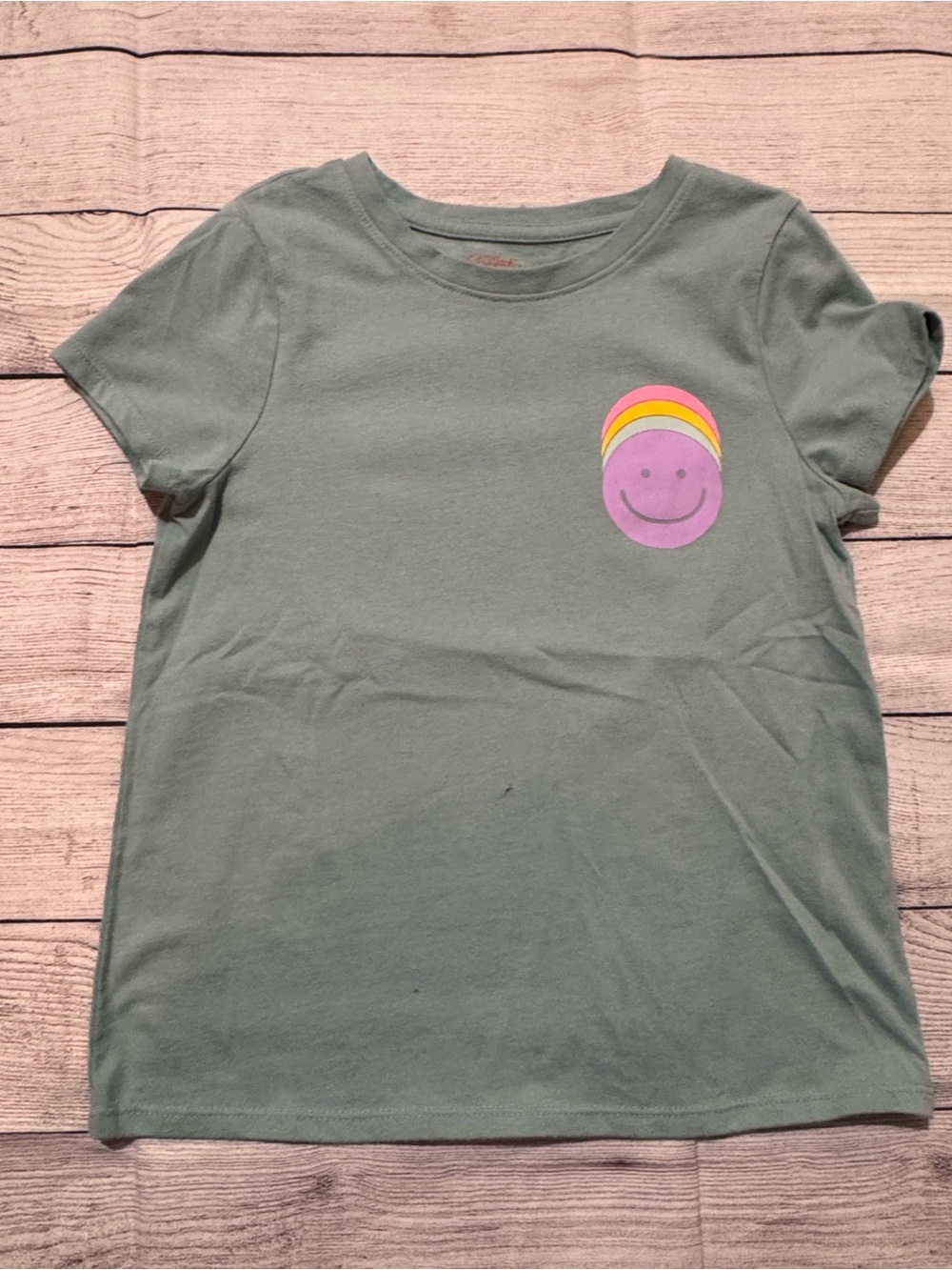 Cat & Jack Teal Green Smile Graphic Short Sleeve Shirt size Small